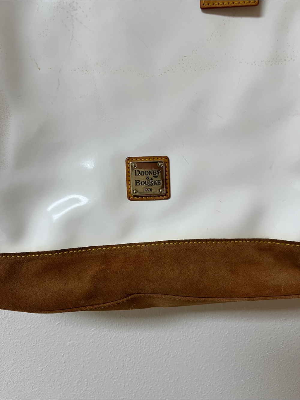 Dooney & Bourke White and Tan Leather-Trim Tote - Picture 2 of 8